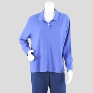 L.L. Bean Vintage Purple Long Sleeve Polo Cotton Shirt Women's XL